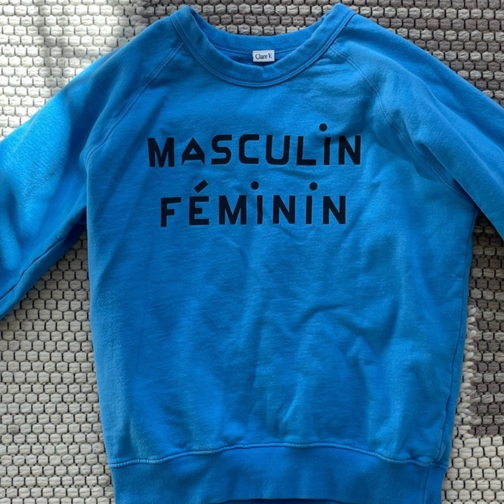 Clare V Masculin Feminin Blue Sweatshirt